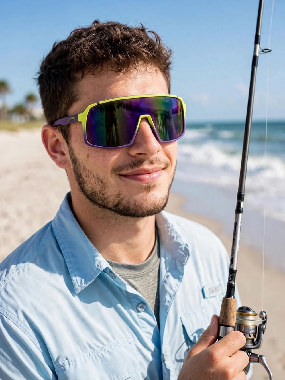 Neon Yellow & Purple Foster Grant Panama Jack Party Shield Sunglasses